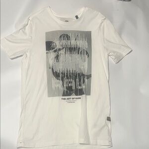 G-Star White and Gray Graphic Tee